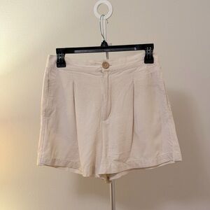 Na Nin OLIVER RAW SILK SHORT High-Waist Cream Women's Pleated Shorts